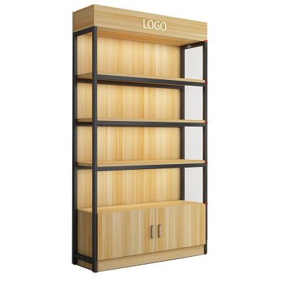 Wooden Boutique Shop Display Stand Shelf with Logo Header